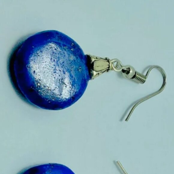 Lapis Earrings, Handmade Light Weight Dangle Earrings, Lapis Lazuli Earrings - Picture 9 of 9